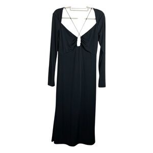 Jason Wu | Black Slinky Strappy Long Sleeve Midi Dress Gown